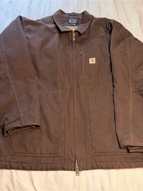 Carhartt Men's Dark Brown Zip-Up Work Jacket